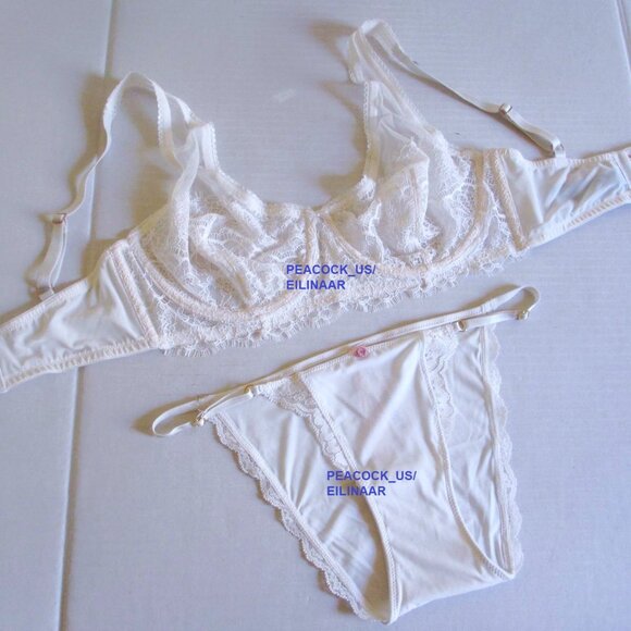 32DDD/M VICTORIA SECRET Dream Angels Unlined Plunge Bra Set String Bikini Panty - Picture 2 of 12